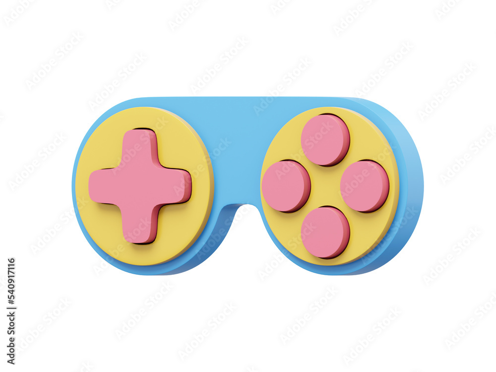 Poster minimalistic console game controller. multicolored isolated icon on white background. 3d rendering.
