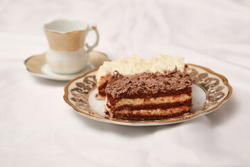 Chocolate cake with coffee