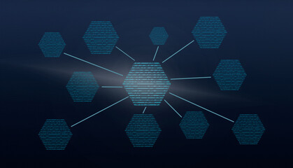 Binary codes hexagons nodes of zeros and ones. Security technological  For presentations. Technology background