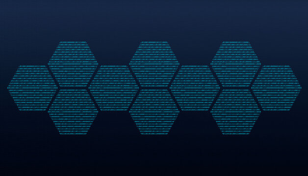 Binary codes hexagons chain of zeros and ones. Security technological For presentations. Technology background