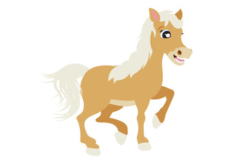 Fototapeta na wymiar Cartoon Horse. Beautiful light brown horse