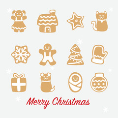 Gingerbread Christmas card on winter background