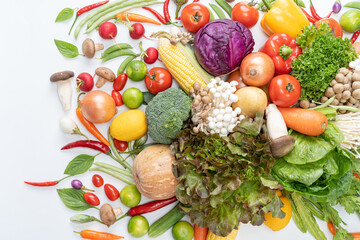 Variety of fresh vegetables Composition with organic vegetables.