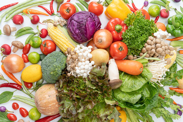 Variety of fresh vegetables Composition with organic vegetables.