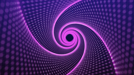 Fototapeta premium A frame twisted tunnel consisting of a connection of pink dots and lines. Network connection. The structure of big data. Data transmission technology. 3d rendering