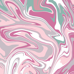 Geometric abstract wavy marbled textured pattern in delicate light pastel white, pink and green colors