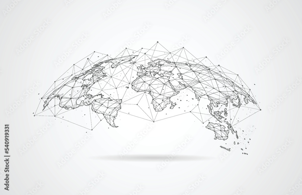 Poster global network connection. world map point and line composition concept of global business. vector i