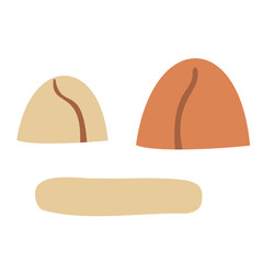 Autumn city creator clipart, fall park vector illustrations, small houses in Scandinavian style and colorful trees in flat style.