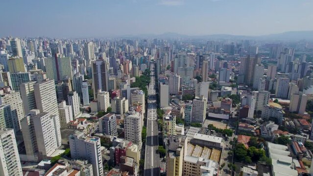 Short drone footage of a brazillian avenue.