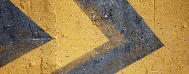 yellow and blue traffic lines on old concrete wall