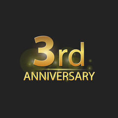 Gold 3rd year anniversary celebration elegant logo