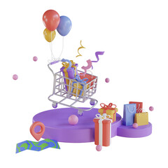 Cart E Commerce 3D Illustration