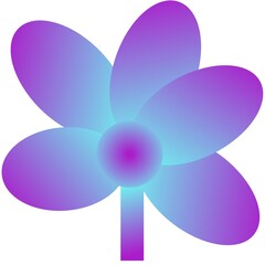 Gradient purple and blue neon flower on the gradient soft color background