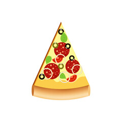 Juicy pizza with salami, basil and tomatoes.