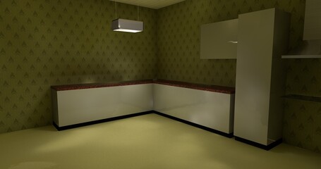 alone in the backrooms liminal space 3d render