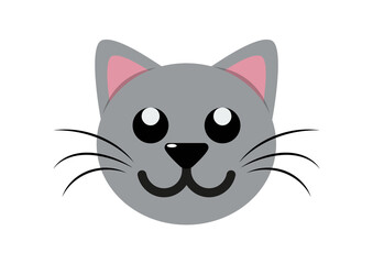 Cat Head Icon. Kitten Head Clipart Isolated On White Background