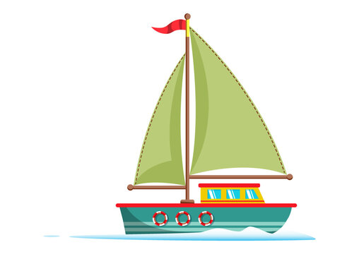 Clipart Boat In Flat Style Isolated On White Background Vector Illustration