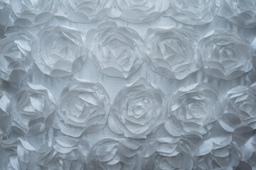 Paper flowers background pattern lovely style. Rose made from paper. Collage of flowers. Seamless wallpaper. white background, material for crafts. Wedding fabric, Valentine's Day