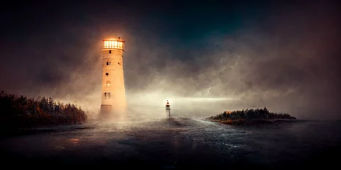 Zelfklevend Fotobehang lighthouse at coast © Aperture Vintage