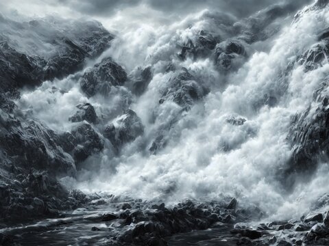 Avalanche, Natural Disaster - Digital Art 