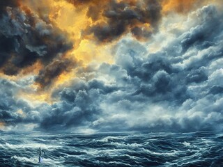 Tropical cyclone, Dramatic Clouds, Natural Disaster - Digital Art