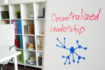 Board with a diagram and the inscription decentralized leadership.