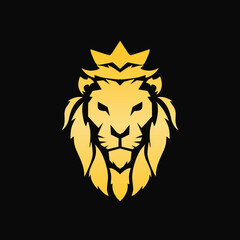 Illustration vector graphic of template logo head face lion king golden color