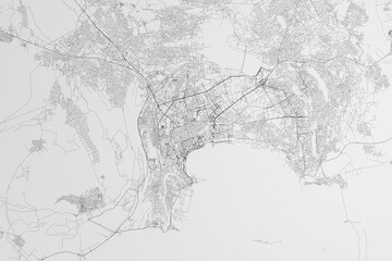 Fototapeta na wymiar Map of the streets of Baku (Azerbaijan) on white background. 3d render, illustration