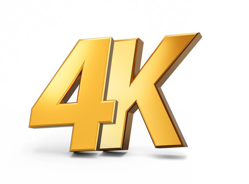 Ultra high definition television technology Golden 4K Ultra HD TV 3d illustration