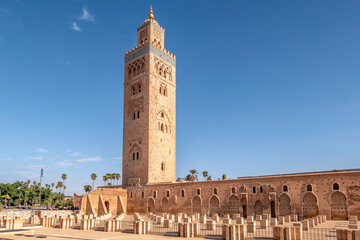 View at the Minaret of Koutoubia Mosque in the streets of Marrakesh - Morocco
