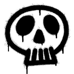 Spray Painted Graffiti skull icon Sprayed isolated with a white background. graffiti skull symbol with over spray in black over white. Vector illustration.