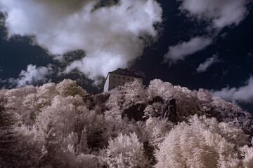 infrared photography - ir photo of landscape under sky with clouds - the art of our world in the infrared spectrum