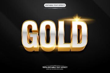 Gold 3d editable text effect vector illustration