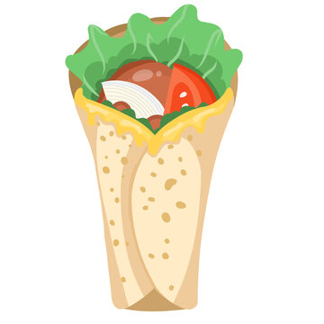 beef tortilla roll with salad food illustration 