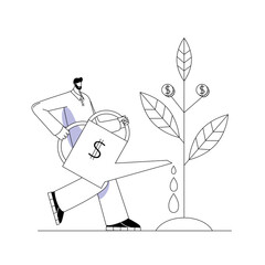 A man grows a money tree. Illustration on the topic of investment.
