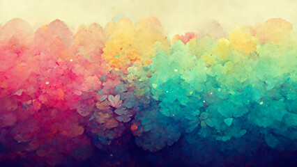 Abstract Watercolor Rainbow Background Painting