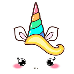 Kawaii cute unicorn horn, funny colorful  cartoon.