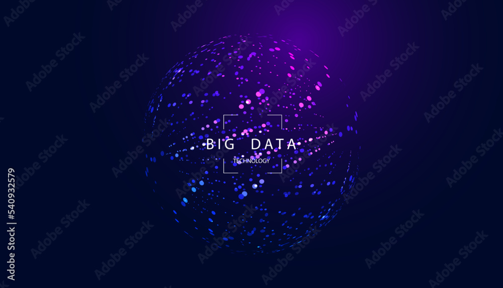 Poster abstract big data network circle digital connection and point curve wave communication futuristic on