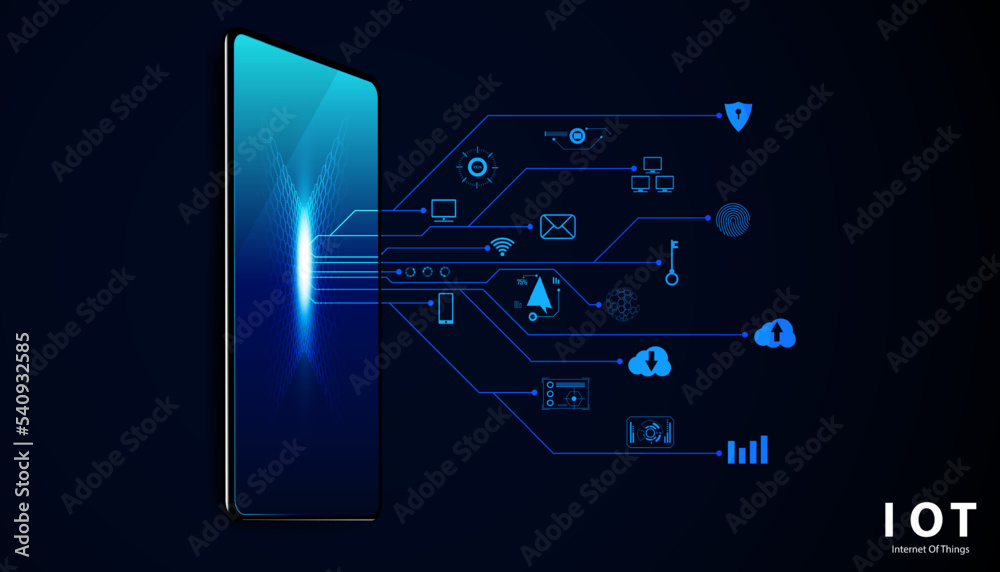 Poster abstract internet of things concept phone 5g.iot internet of things communication network innovation
