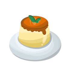 caramel pudding custard food illustration 