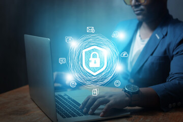 Concepts of cybersecurity, data protection, access to private information on the Internet online	
