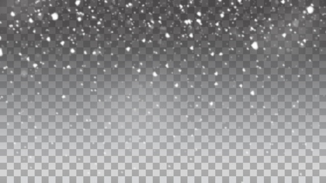 Abstract winter background from snowflakes blown by the wind on a white transparent background. Dust png.