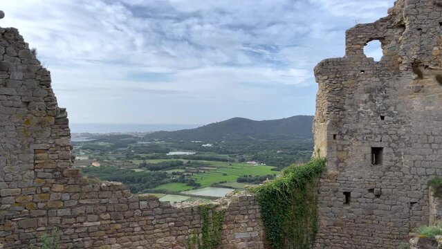 Castle in ruins in Spain Palafolls