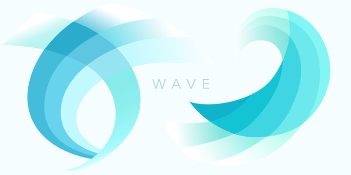 Abstract blue waves on white background. Water Wave Logo abstract design. Cosmetics Surf Sport Logotype concept.