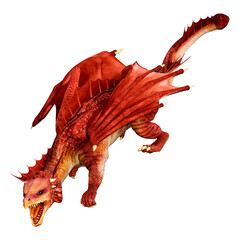 3D Rendering Fairy Tale Dragon on White