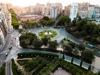 Malaga Aerial View from Gibralfaro Castle. Malaga, Costa del Sol, Andalusia, Spain. Europe. 