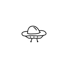 Hand drawn alien plane icon, simple doodle icon