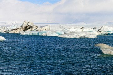 Jokulsarlon lake with ice and icebergs in Iceland