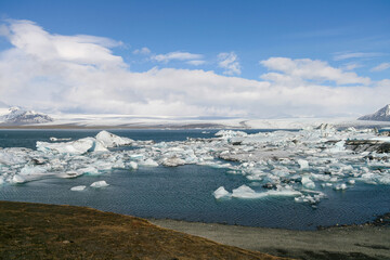 Jokulsarlon lake with ice and icebergs in Iceland