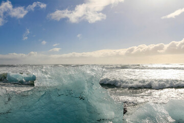 Jokulsarlon lake with ice and icebergs in Iceland